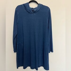J. Jill Pure Jill Long Sleeve Blue Indigo Dress w/ Hoodie Size XL